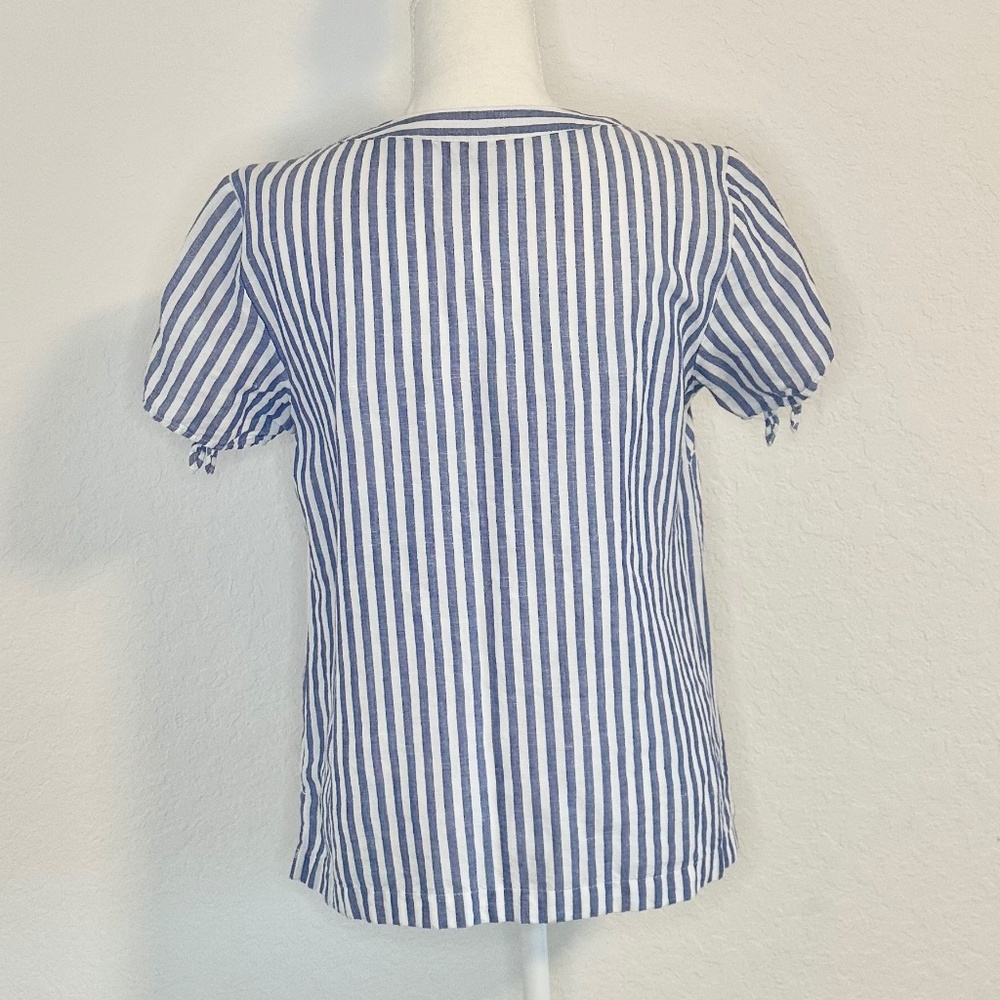 Talbots, "Sailboat Striped" Tie-Sleeve Top, Size P - Picture 7 of 11